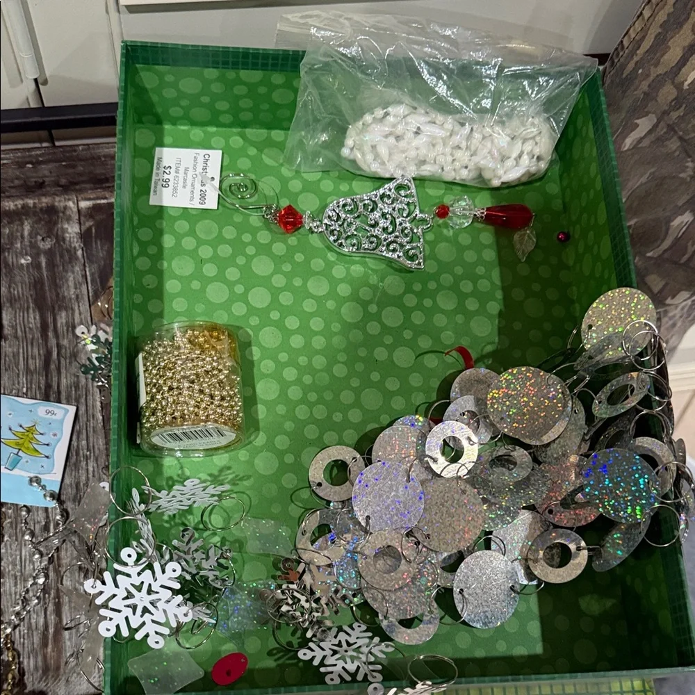 Festive Holiday Garland Set with Snowflakes and Bells & Ornament & Box